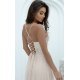 Rochie lunga din tulle si paiete bej cu bustul tip corset si umerii goi Bella 4 - jojofashion.ro