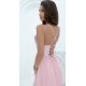 Rochie de ocazie lunga roz pal din tulle si paiete cu bustul tip corset si umerii goi Bella 3 - jojofashion.ro