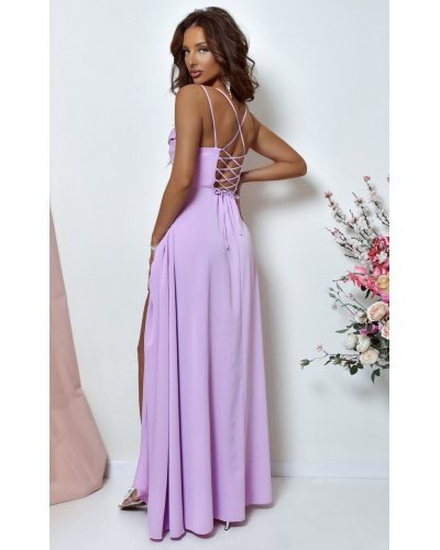 Rochie de ocazie lunga, lila, cu bust tip corset, ValeriaW Rochii lungi, Rochie de ocazie lunga, lila, cu bust tip corset, ValeriaW - jojofashion.ro