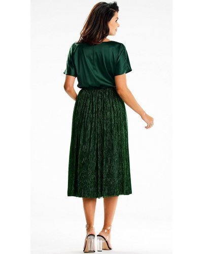 Rochie midi din satin si glitter verde smarald DorianeY Rochii satin, Rochie midi din satin si glitter verde smarald DorianeY - jojofashion.ro