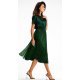 Rochie de ocazie midi, din satin si glitter, verde smarald, DorianeY 4 - jojofashion.ro