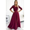 Rochie eleganta lunga din dantela burgundy cu maneca Allegria