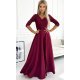 Rochie eleganta lunga din dantela burgundy cu maneca Allegria 2 - jojofashion.ro