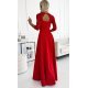 Rochie de seara eleganta rosie cu dantela cu maneca lunga Allegria 3 - jojofashion.ro