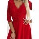 Rochie de seara eleganta rosie cu dantela cu maneca lunga Allegria 4 - jojofashion.ro