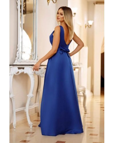 Rochie lunga albastra din tafta Carra Rochii lungi, Rochie lunga albastra din tafta Carra - jojofashion.ro