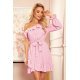 Rochie roz pal scurta cu volane Demira 2 - jojofashion.ro