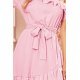 Rochie roz pal scurta cu volane Demira 6 - jojofashion.ro