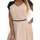 Rochie de zi scurta, bej, in clos, cu maneca scurta din dantela neagra si curea, Sadira 5 - jojofashion.ro