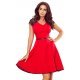 Rochie de zi scurta, rosie, in clos, cu maneca scurta din dantela neagra si curea, Sadira 2 - jojofashion.ro