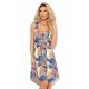 Rochie de vara midi, albastra cu print colorat, croi in A, Deyana 2 - jojofashion.ro