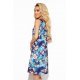Rochie midi, bleumarin, cu print colorat, croi in A, Deyana 3 - jojofashion.ro