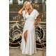 Rochie cununie civila lunga, in marimi mari, brocard si dantela,alba, Magnifique Rochie cununie civila lunga, in marimi mari, brocard si dantela,alba, Magnifique 2 - jojofashion.ro