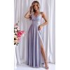 Rochie eleganta lunga, bumbac cu glitter baby blue cu reflexii roz, TifaniW