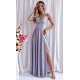 Rochie eleganta lunga, bumbac cu glitter baby blue cu reflexii roz, TifaniW 2 - jojofashion.ro