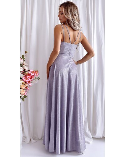 Rochie eleganta lunga, bumbac cu glitter baby blue cu reflexii roz, TifaniW Rochii lungi, Rochie eleganta lunga, bumbac cu glitter baby blue cu reflexii roz, TifaniW - jojofashion.ro