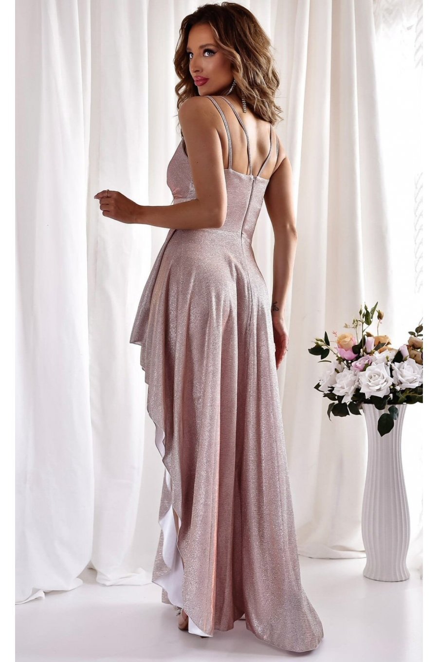 Rochie lunga din glitter sampanie EssaW Rochie lunga din glitter sampanie EssaW 2 - jojofashion.ro