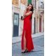 Rochie lunga rosie din voal, vaporoasa, Yurianne 4 - jojofashion.ro