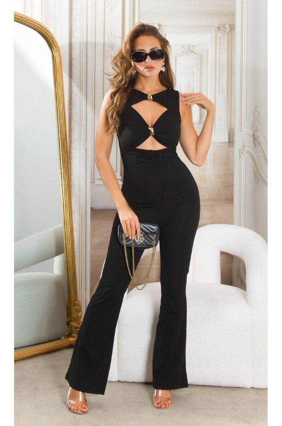 Salopeta eleganta evazata neagra Sienna Salopeta eleganta evazata neagra Sienna 1 - jojofashion.ro
