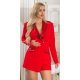 Salopeta rosie scurta stil sacou cu paiete pe revere si buzunare Chiquita 2 - jojofashion.ro