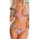 Costum de baie doua piese, rosu cu flori, accesorizat cu strasuri, Sawa 2 - jojofashion.ro