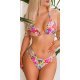 Costum de baie doua piese, roz cu flori, accesorizat cu strasuri, Sawa 2 - jojofashion.ro