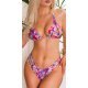 Costum de baie doua piese, mov cu flori, accesorizat cu strasuri, Sawa 2 - jojofashion.ro
