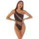 Costum de baie monokini, negru, cu benzi transparente, cu un umar gol, Yoselin 4 - jojofashion.ro