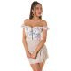 Crop top dama, alb cu flori, tip corset, cu umerii goi, Maryella Crop top dama, alb cu flori, tip corset, cu umerii goi, Maryella 4 - jojofashion.ro