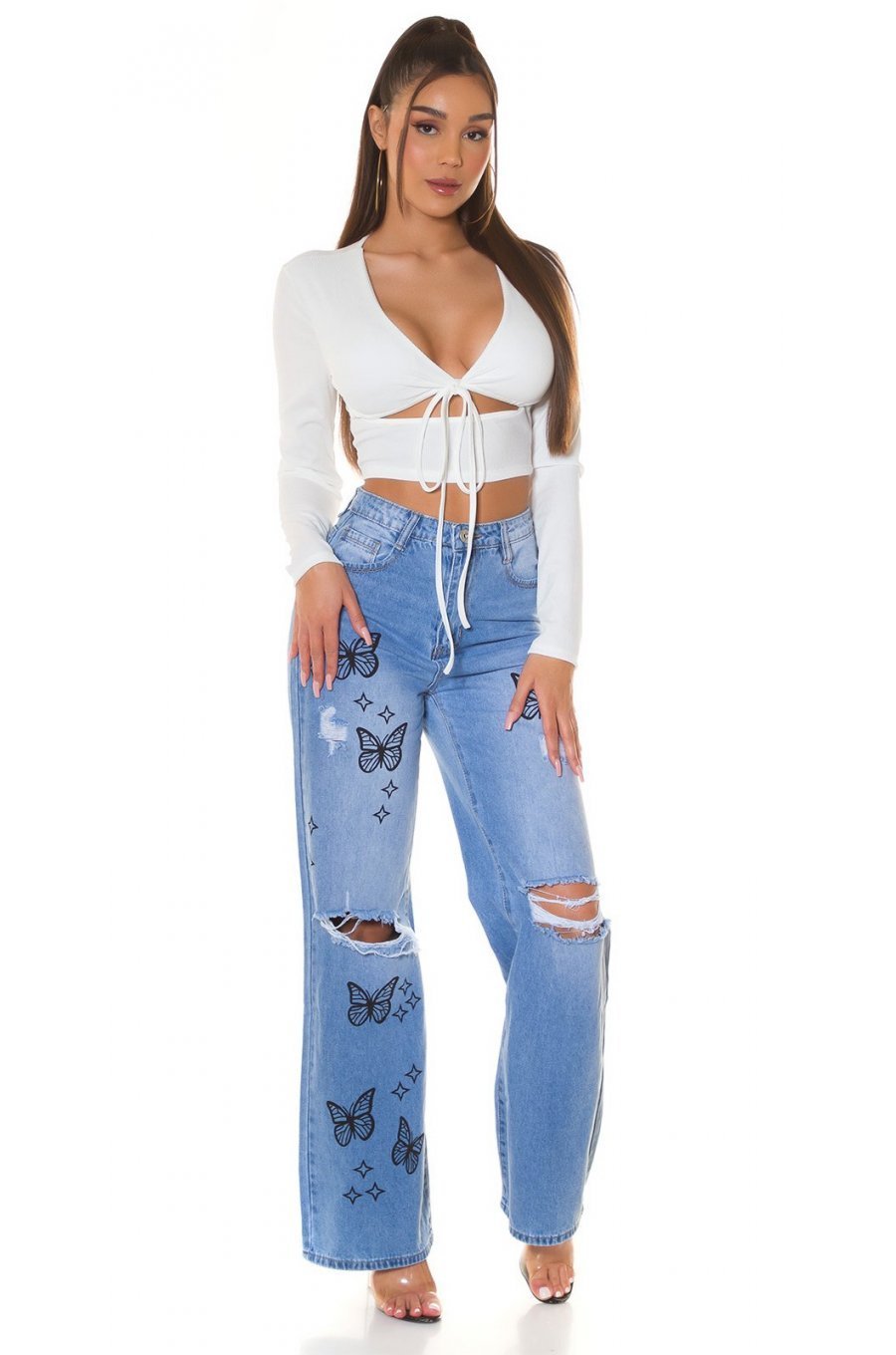 Crop top dama alb, cu maneca lunga si cupe, Darya 3 - jojofashion.ro