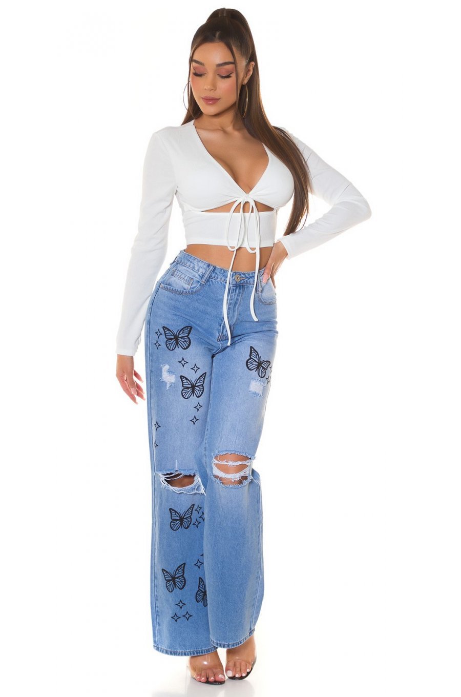 Crop top dama alb, cu maneca lunga si cupe, Darya 5 - jojofashion.ro