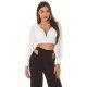 Crop top dama, alb, cu maneca lunga si decolteu in V, Meredith Crop top dama, alb, cu maneca lunga si decolteu in V, Meredith 2 - jojofashion.ro