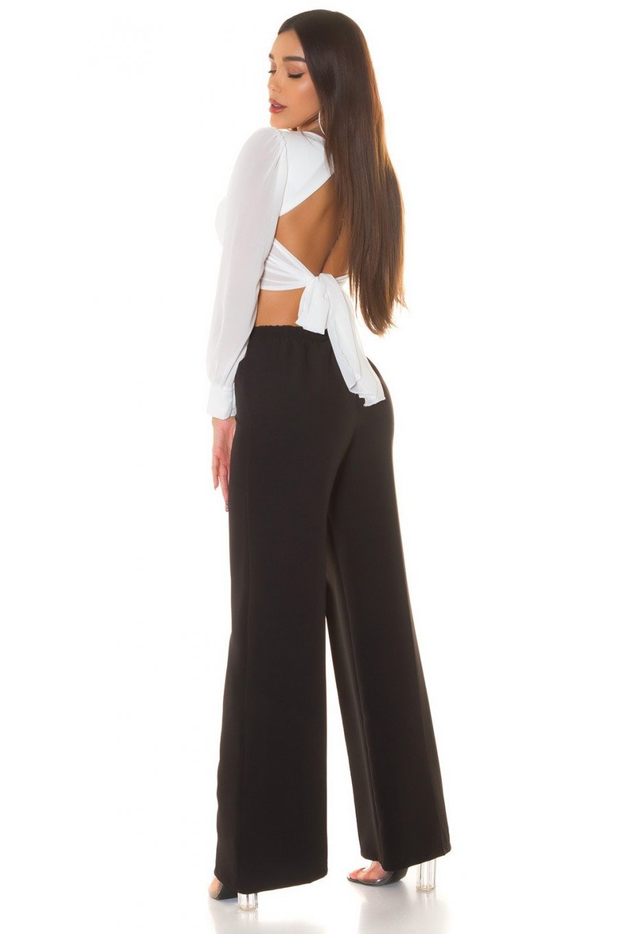 Crop top dama, alb, cu maneca lunga si decolteu in V, Meredith Crop top dama, alb, cu maneca lunga si decolteu in V, Meredith 4 - jojofashion.ro