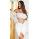 Crop top dama, alb, cu umerii goi, maneca lunga, in stil spaniol, Lisette 2 - jojofashion.ro