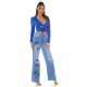 Crop top dama albastru, cu maneca lunga si cupe, Darya Crop top dama albastru, cu maneca lunga si cupe, Darya 4 - jojofashion.ro