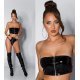 Crop top dama bandeau, latex negru, cu fermoar, Mutya Crop top dama bandeau, latex negru, cu fermoar, Mutya 5 - jojofashion.ro