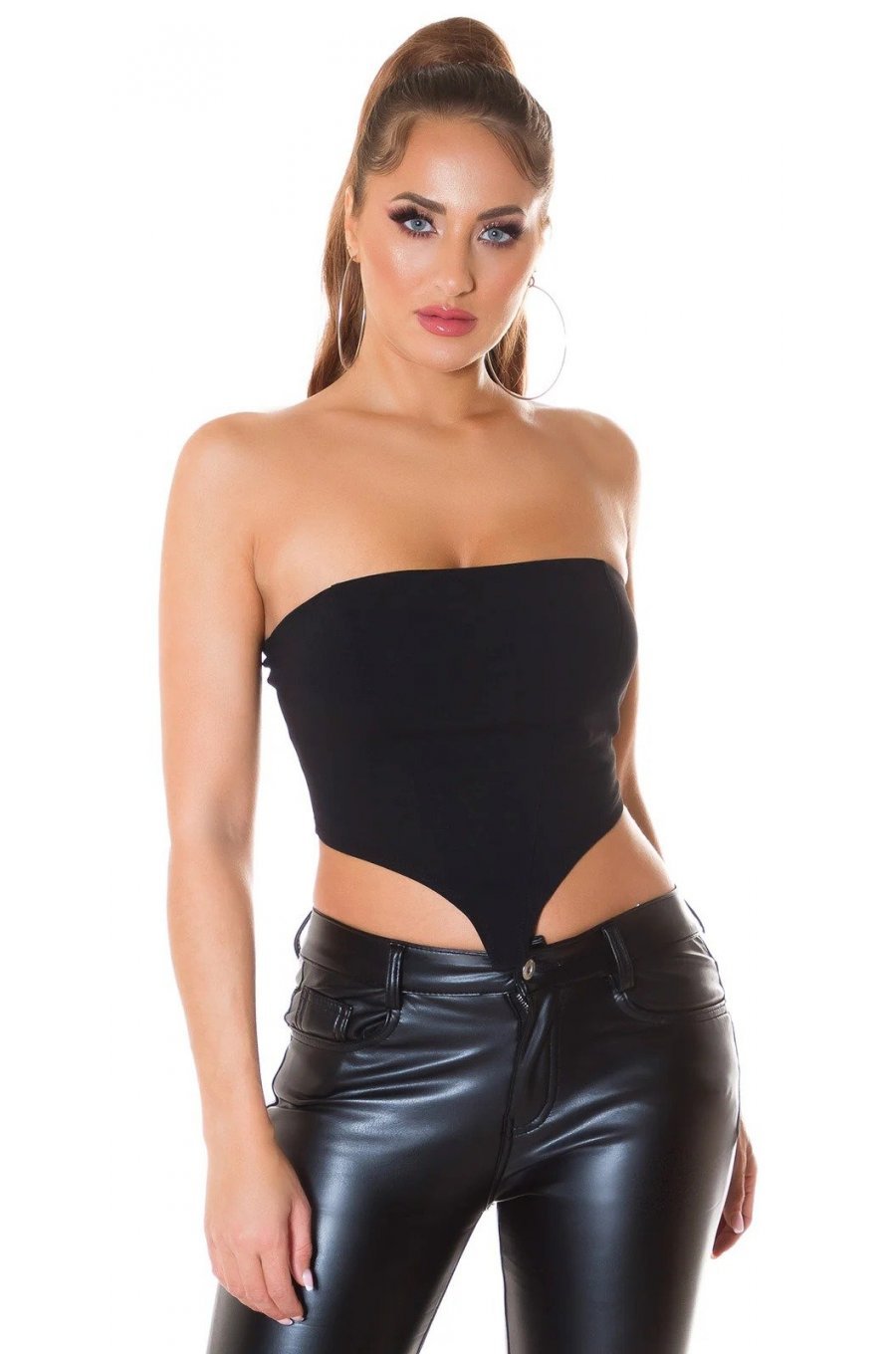 Crop top dama bandeau negru Vaida 1 - jojofashion.ro