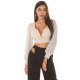 Crop top dama, bej, cu maneca lunga si decolteu in V, Meredith Crop top dama, bej, cu maneca lunga si decolteu in V, Meredith 2 - jojofashion.ro