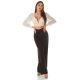 Crop top dama, bej, cu maneca lunga si decolteu in V, Meredith Crop top dama, bej, cu maneca lunga si decolteu in V, Meredith 4 - jojofashion.ro