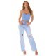 Crop top dama, bleu, cu pietricele si cupe incorporate, Karinne Crop top dama, bleu, cu pietricele si cupe incorporate, Karinne 4 - jojofashion.ro
