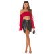 Crop top dama, burgundy, cu umerii goi, maneca lunga, in stil spaniol, Lisette 7 - jojofashion.ro