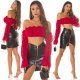 Crop top dama, burgundy, cu umerii goi, maneca lunga, in stil spaniol, Lisette 8 - jojofashion.ro