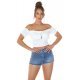 Crop top dama cu umerii goi alb Leelya 2 - jojofashion.ro