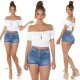 Crop top dama cu umerii goi alb Leelya 6 - jojofashion.ro