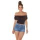 Crop top dama cu umerii goi negru Leelya 2 - jojofashion.ro
