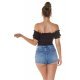 Crop top dama cu umerii goi negru Leelya 3 - jojofashion.ro