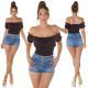 Crop top dama cu umerii goi negru Leelya 5 - jojofashion.ro