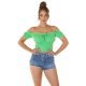 Crop top dama cu umerii goi verde Leelya 2 - jojofashion.ro