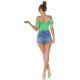 Crop top dama cu umerii goi verde Leelya 5 - jojofashion.ro