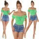 Crop top dama cu umerii goi verde Leelya 6 - jojofashion.ro